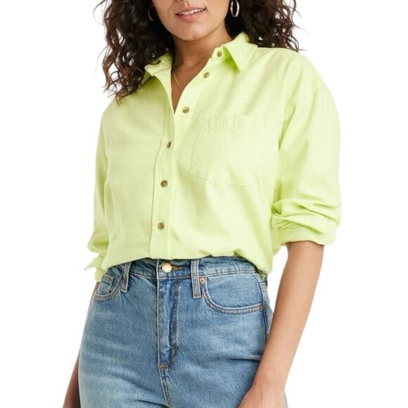 NEW Universal Thread Long Sleeve Flannel Button-Down Shirt Light Green Large - Picture 1 of 9